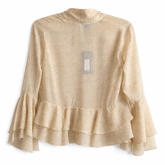 Rita Ora x Primark Cream Polka Dot Ruffle Blouse NWT – Romantic Bow Tie Top - Picture 2 of 8